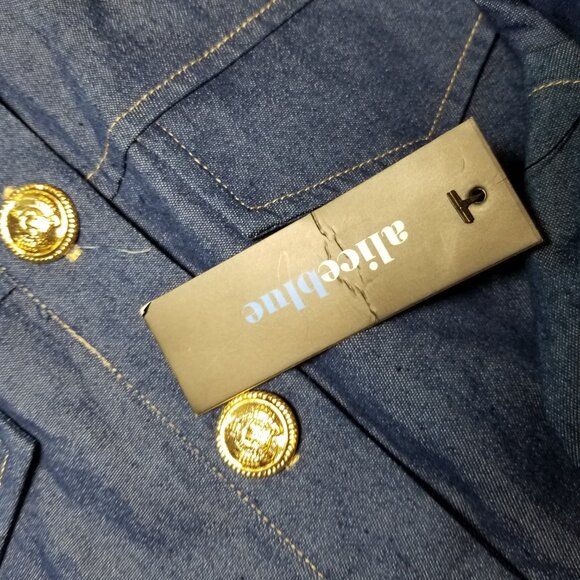 Alice Blue Denim Womens Small Gold Button Up Long Sleeve Western Cowgirl NWT - Picture 5 of 7